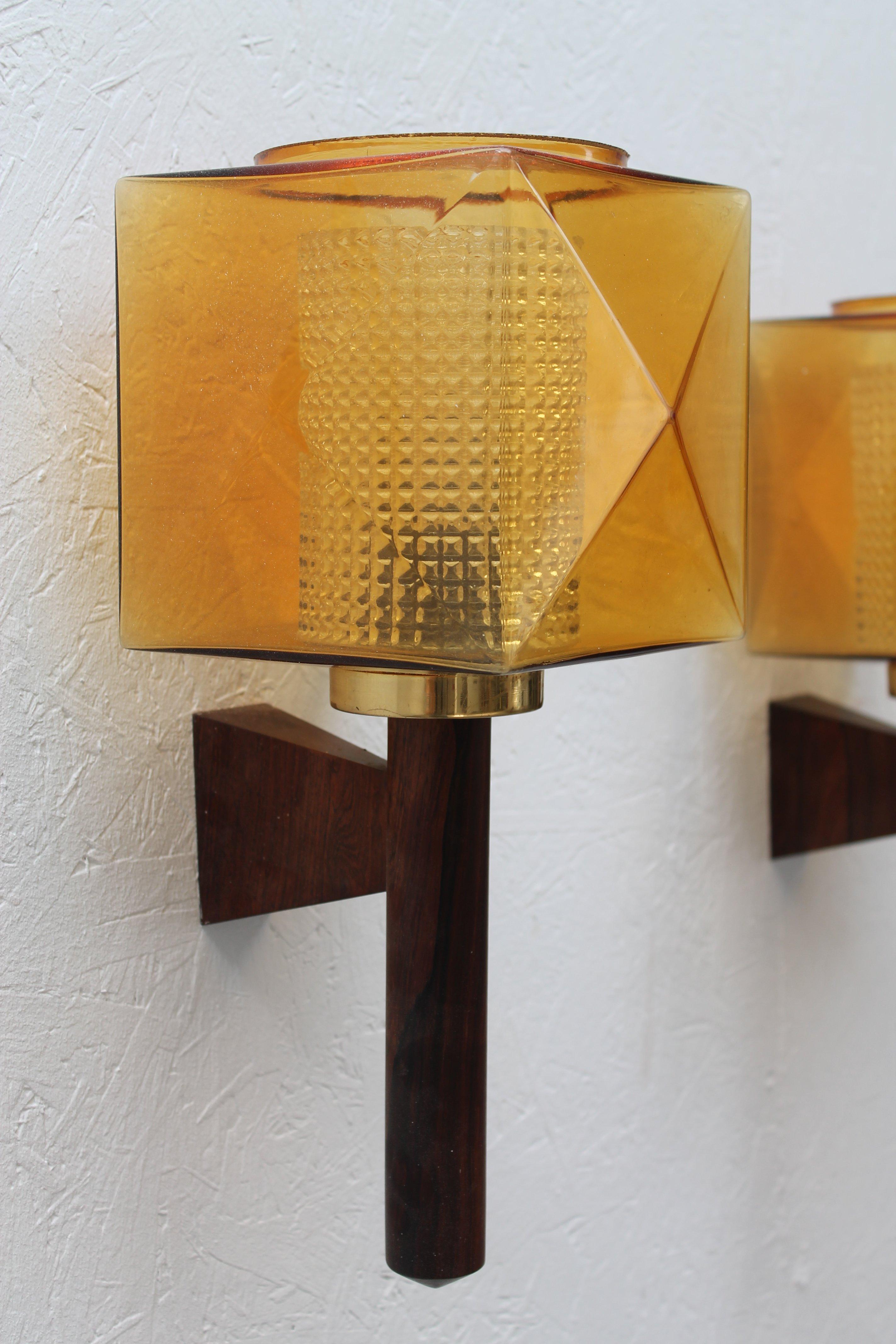 Mid-Century Modern Carl Fagerlund Wall Sconces for Orrefors, Sweden, 1960 For Sale