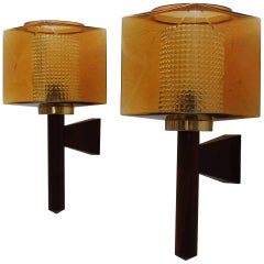 Carl Fagerlund Wall Sconces for Orrefors, Sweden, 1960