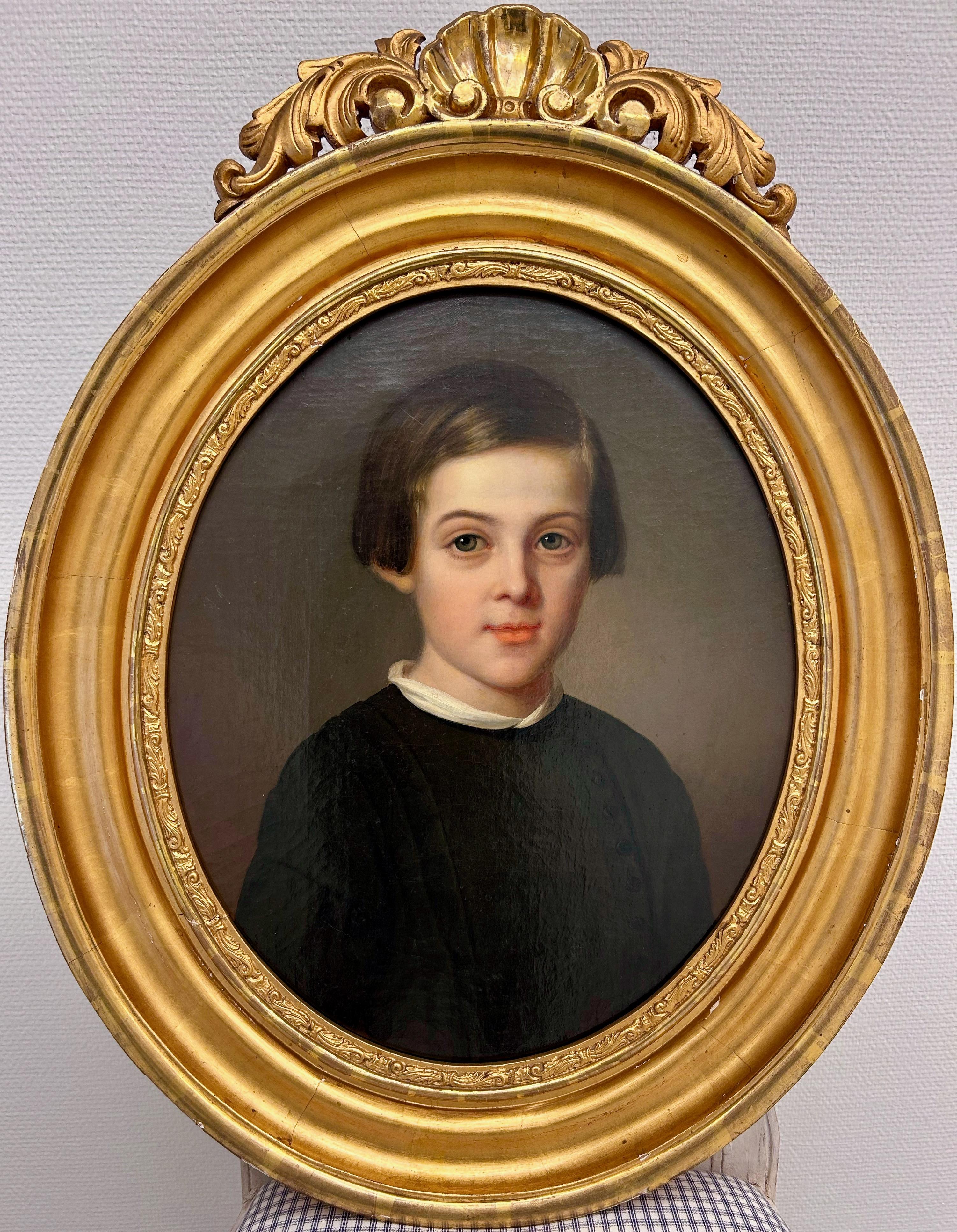 Portrait of a Young Boy - Other Art Style Painting by  Carl Ferdinand Sohn