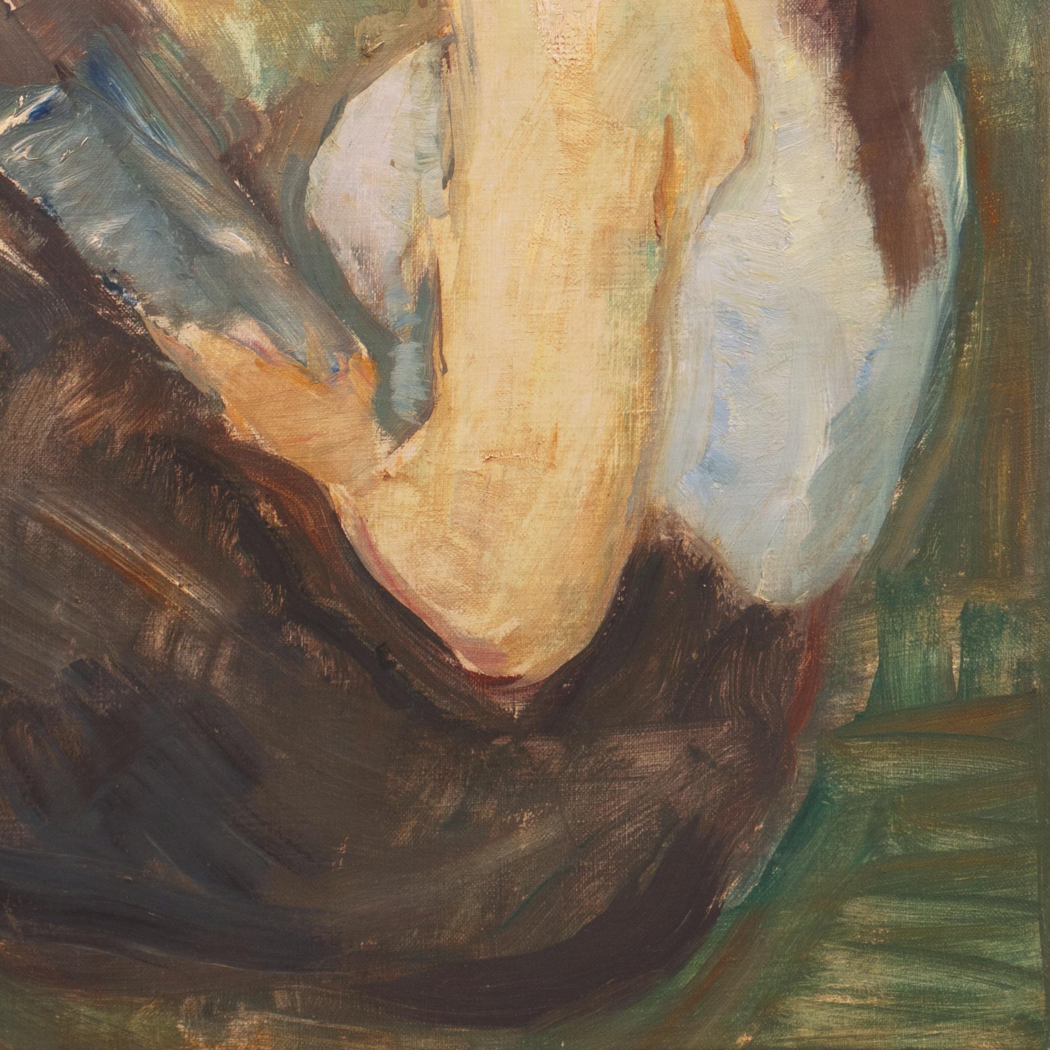 'Jeune Femme Liseuse', Paris, Charlottenborg, Danish Post Impressionist, Benezit - Post-Impressionist Painting by Carl Fischer