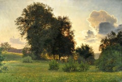 Antique A Summer Landscape with setting Sun