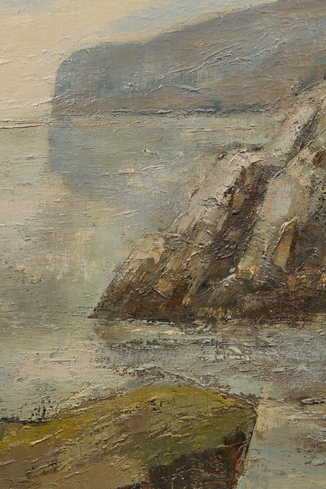 Rocky Cove, Mid-20th Century Landscape/Seascape by Cleveland School artist - Brown Landscape Painting by Carl Frederick Gaertner