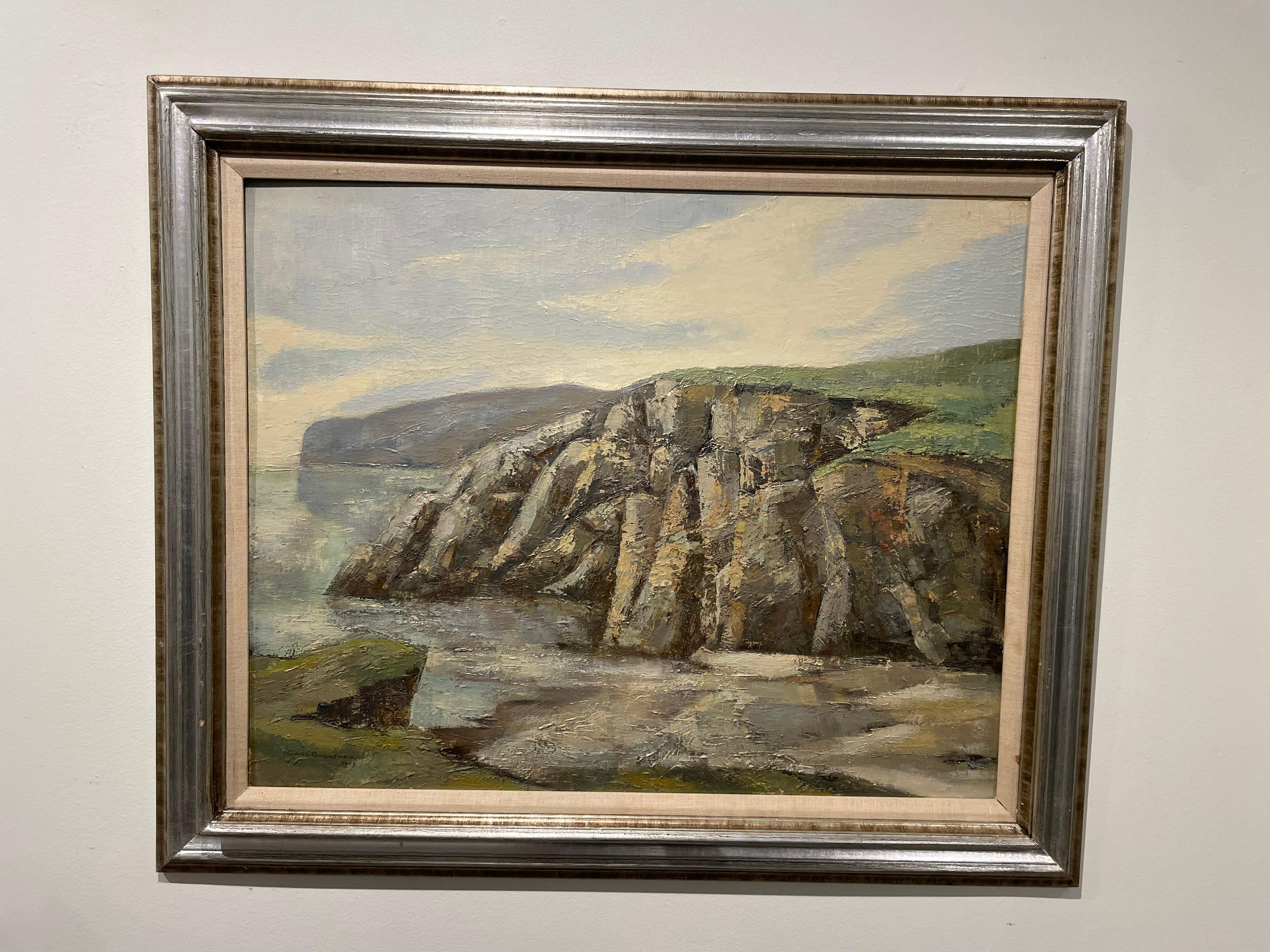 Rocky Cove, Landschaft/ Meereslandschaft des Künstlers der Cleveland School, Mitte des 20. Jahrhunderts im Angebot 2