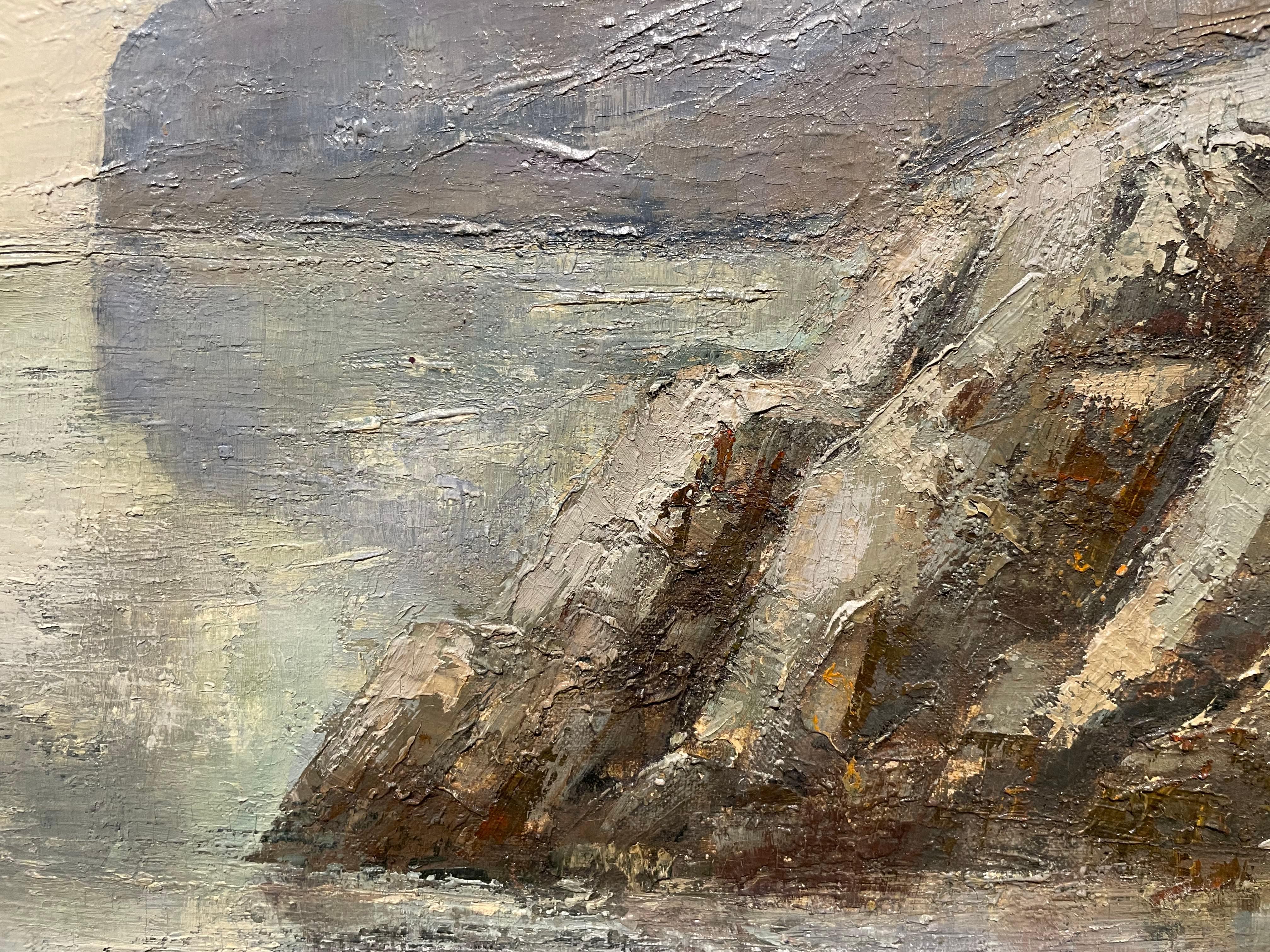 Rocky Cove, Landschaft/ Meereslandschaft des Künstlers der Cleveland School, Mitte des 20. Jahrhunderts im Angebot 4