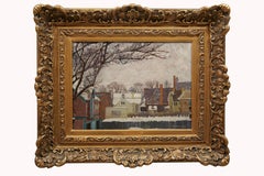 Winter Rooftops, Backyard Landscape, American Scene Cleveland School Artist
