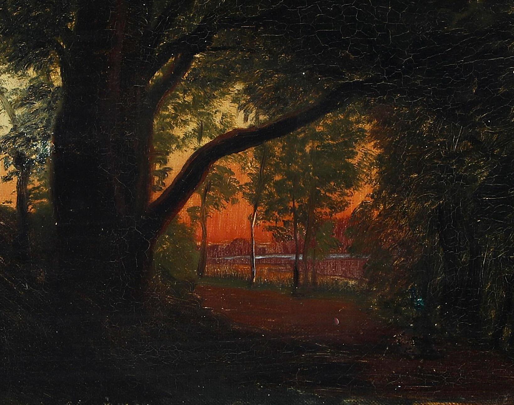Carl Frederik Aagaard, Sunset over Dyrehaven. Signed. - Naturalistic Painting by CARL FREDERIK AAGAARD
