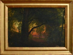 Sonnenuntergang über Dyrehaven. Öl auf Leinwand, 1860.