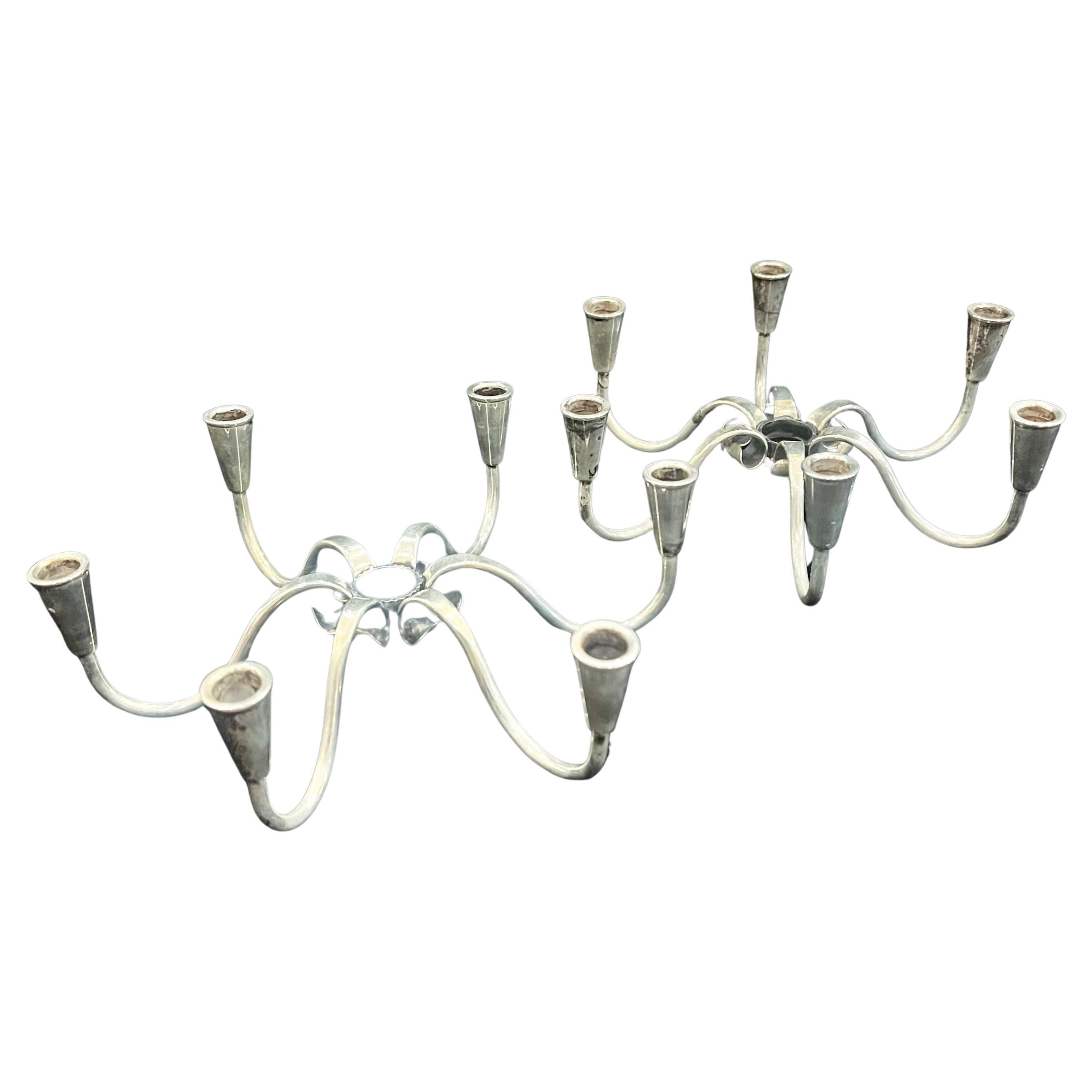 Coppia di portacandele in argento di Carl Frederik Christiansen, Danimarca, anni '60. Bellissimo Eleg e raro, in buone condizioni, timbrato.
