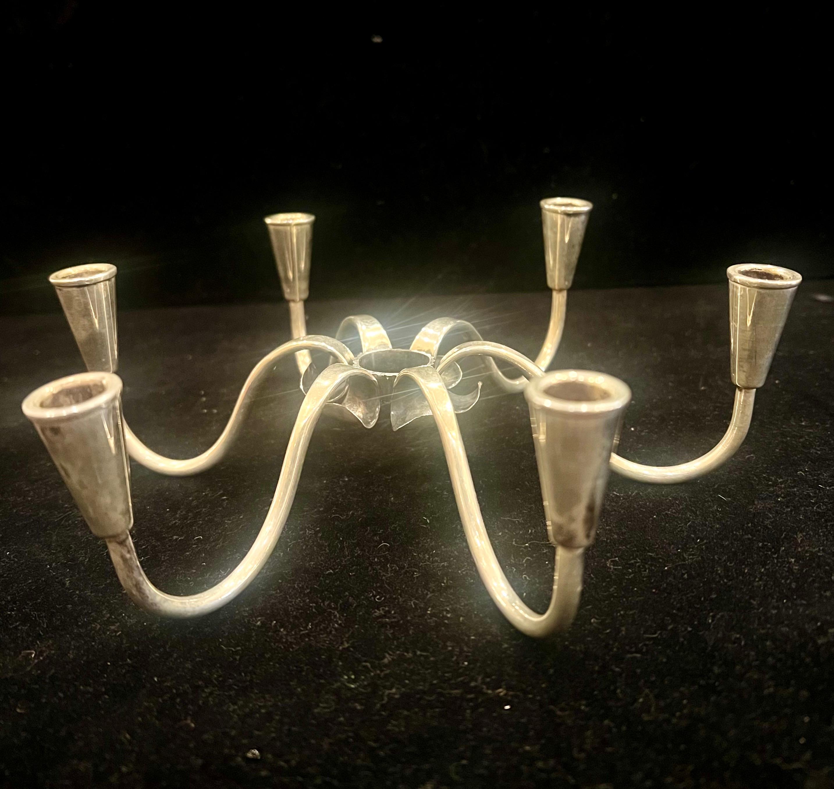 Carl Frederik Christiansen Portacandele in argento Danimarca Set moderno danese In condizioni ottime in vendita a San Diego, CA
