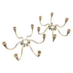 Carl Frederik Christiansen Silver Plate Candle Holders Denmark Danish Modern Set