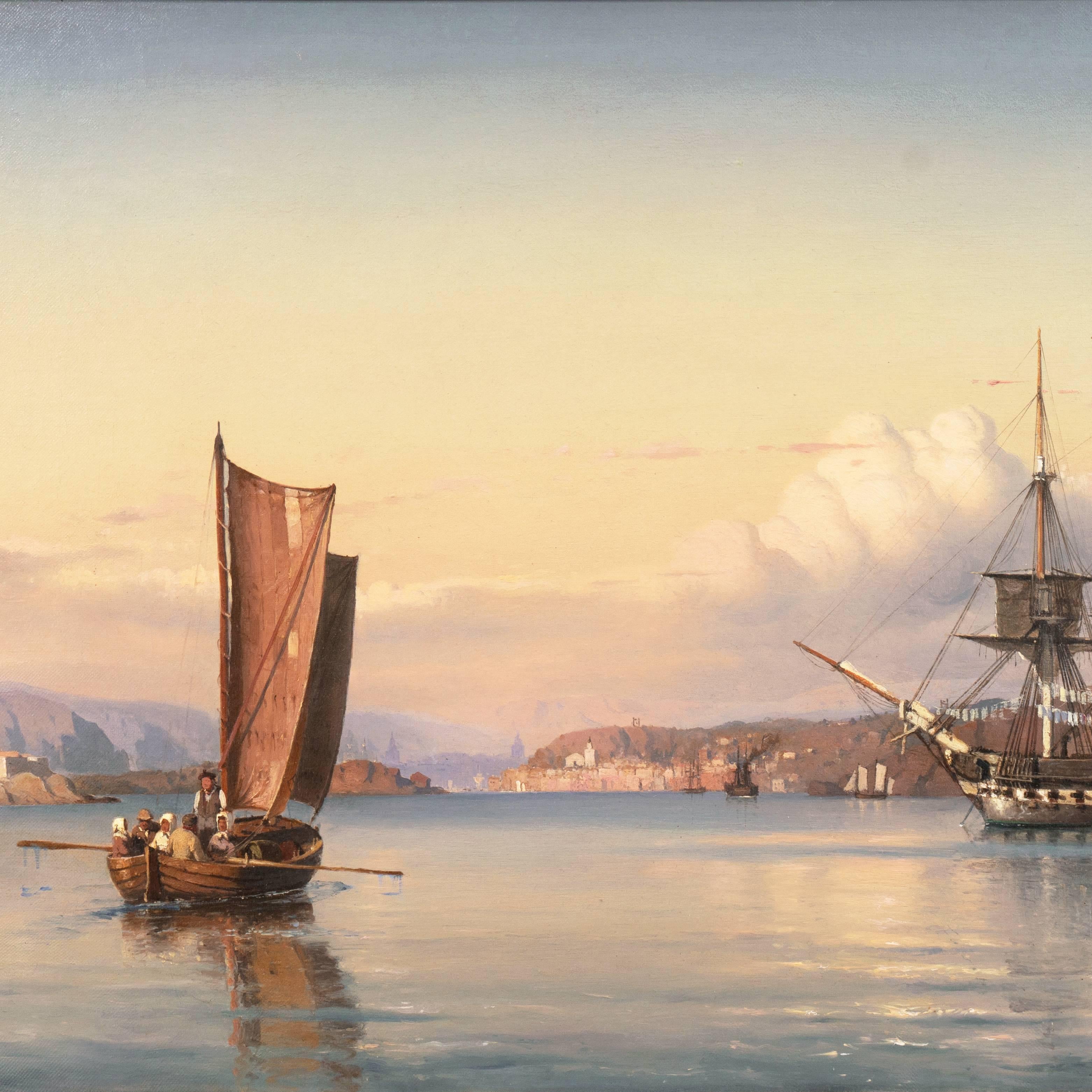 'A Three-Masted Frigate off Capri', 19th Century Seascape, Royal Naval Museum For Sale 2
