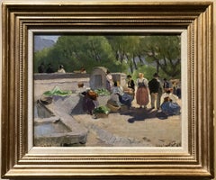 Scène de ville continentale, peinture à l'huile, paysage, 20e siècle, encadré