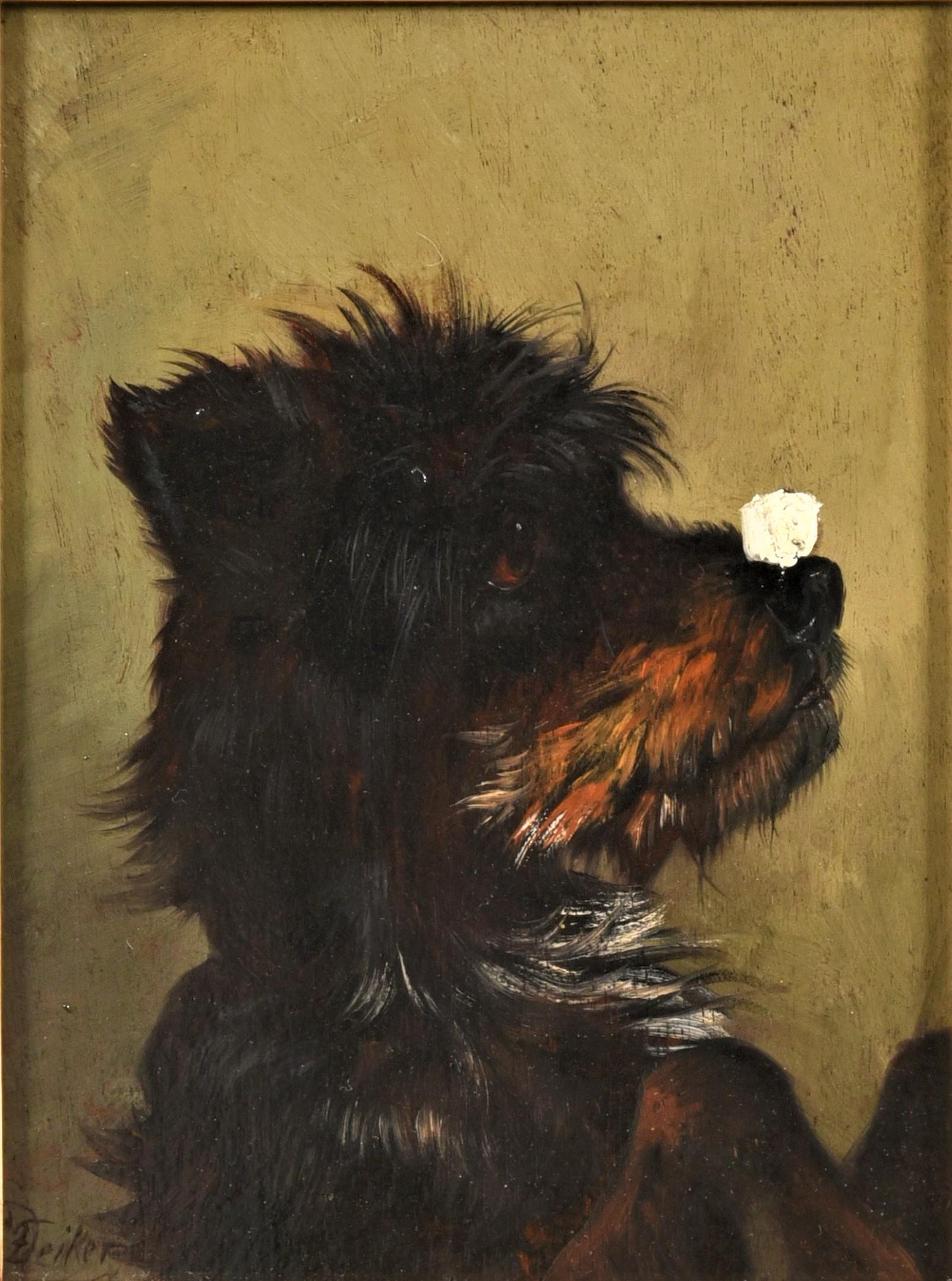 Antikes Hundeporträt eines Terriers "Zuckernase"-Carl Friedrich Deiker, um 1870