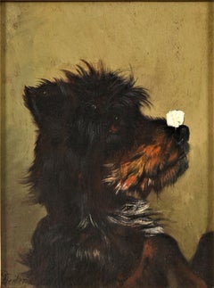 Antique Dog Portrait of a Terrier "Sugar Nose"-Carl Friedrich Deiker, circa 1870
