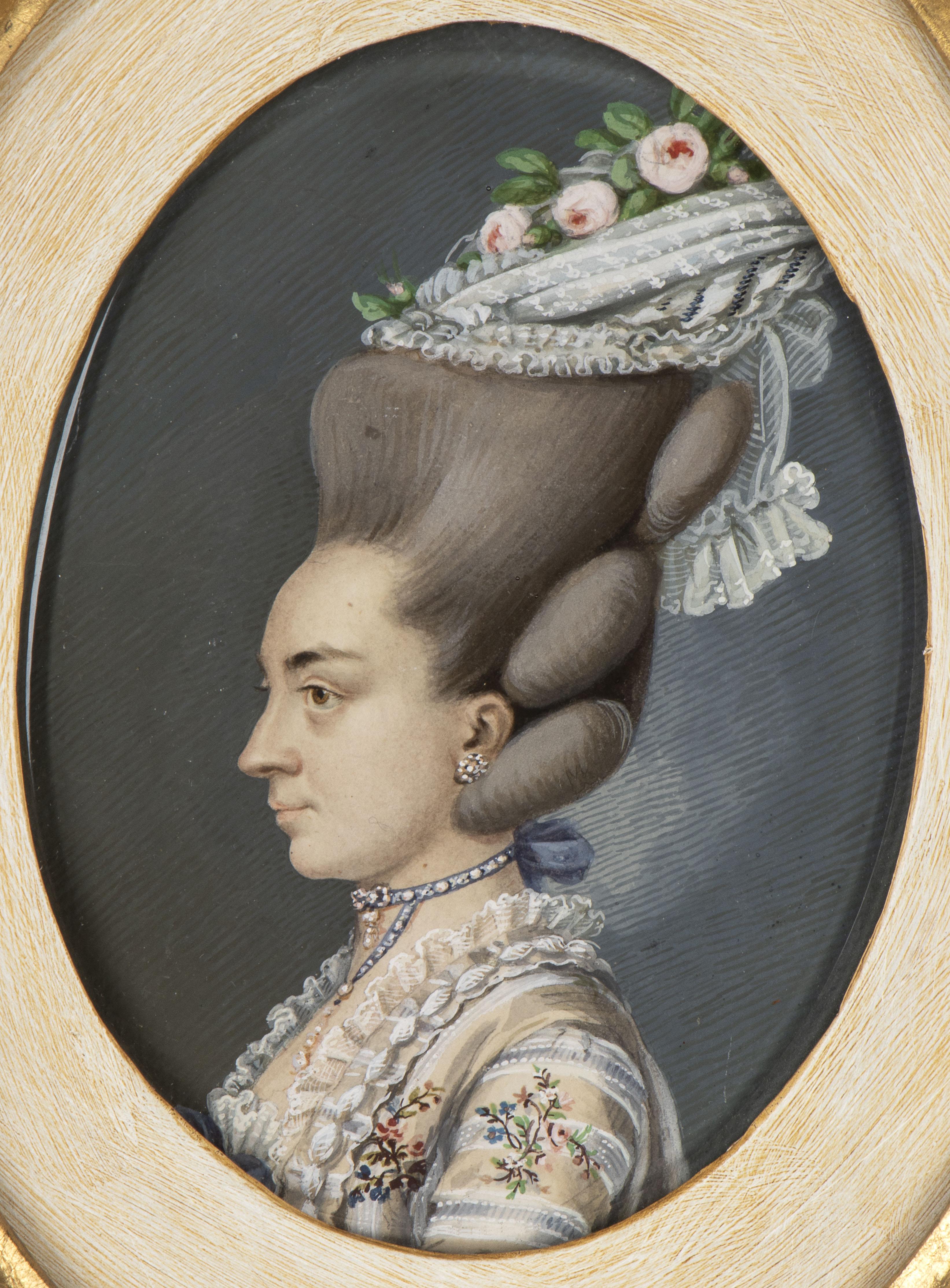 Pair of Portrait of Noblewomen in Profile Signed Dated Carl Friedrich Holtzmann  2