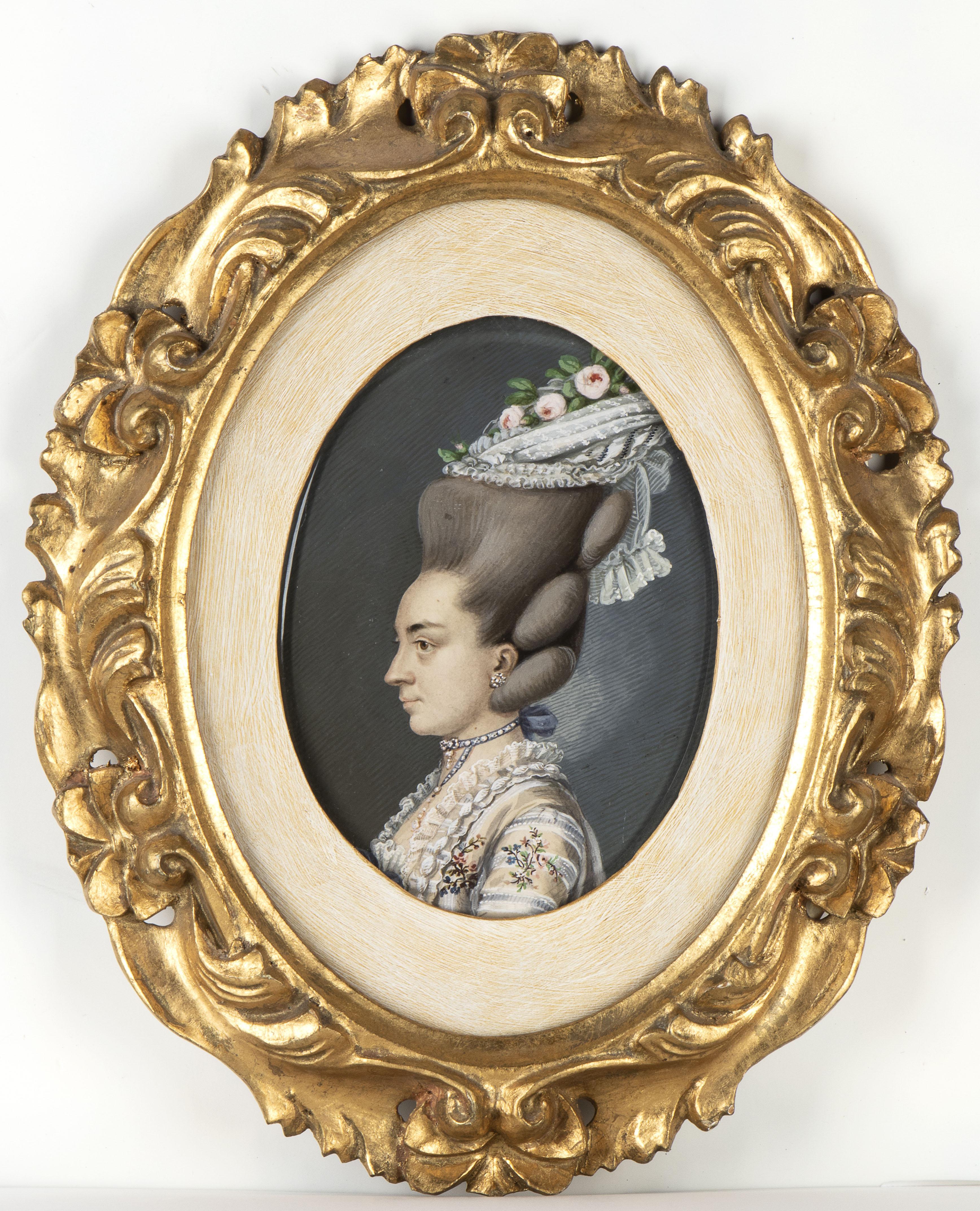 Pair of Portrait of Noblewomen in Profile Signed Dated Carl Friedrich Holtzmann  3