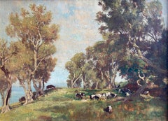 Carl Kappstein, Impressionist Corfu landscape with goats