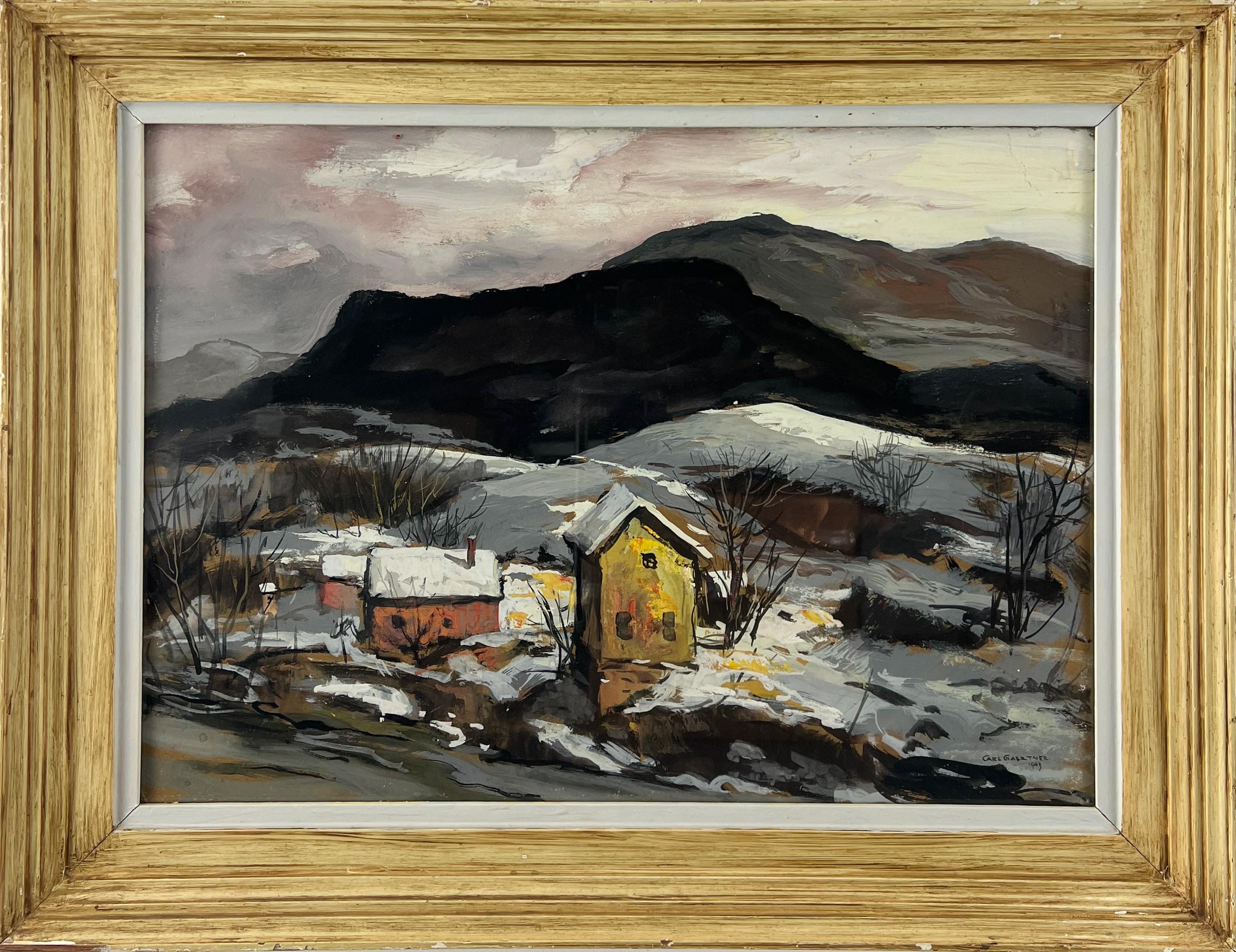 Dwellings on the River - Paysage d'hiver américain réaliste