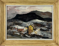 Dwellings on the River -Realist American Winter Landscape