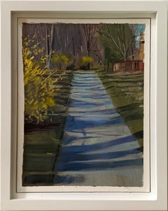 April 11, 2021 #2 (Shadows on a Side Walk, Contemporary Landscape on canvas)
