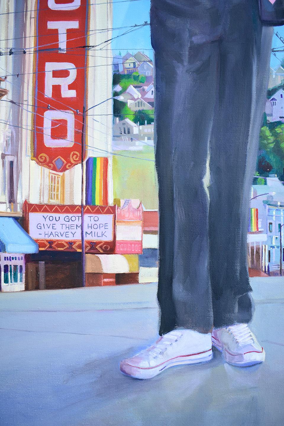 Harvey Milk (Figuartive Painting of LGBTQ Icon Harvey Milk in Rainbow Frame) 1