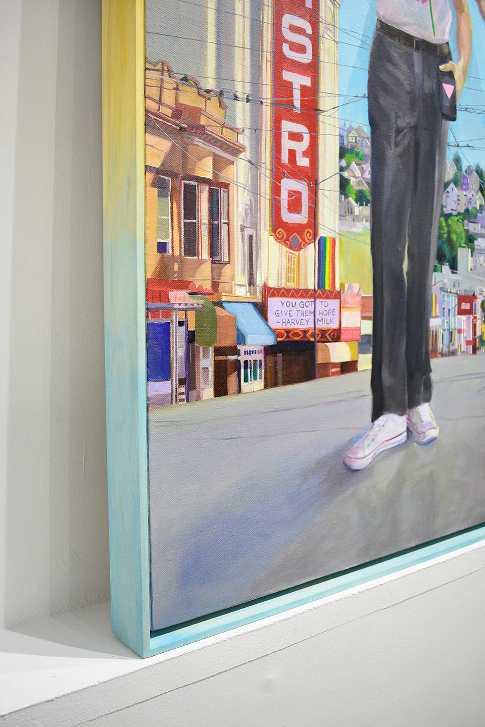 Harvey Milk (Figuartive Painting of LGBTQ Icon Harvey Milk in Rainbow Frame) 2