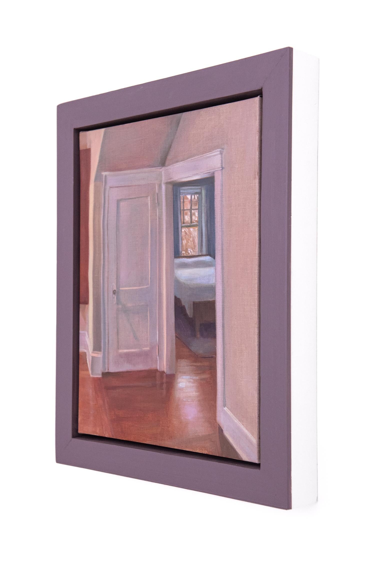 Dans la chambre à coucher (peinture d'intérieur contemporaine d'une porte de chambre à coucher) - Contemporain Painting par Carl Grauer