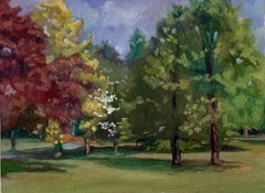 July 13, 2020 (Plein Air Landscape, Trees Changing Colors, Framed)