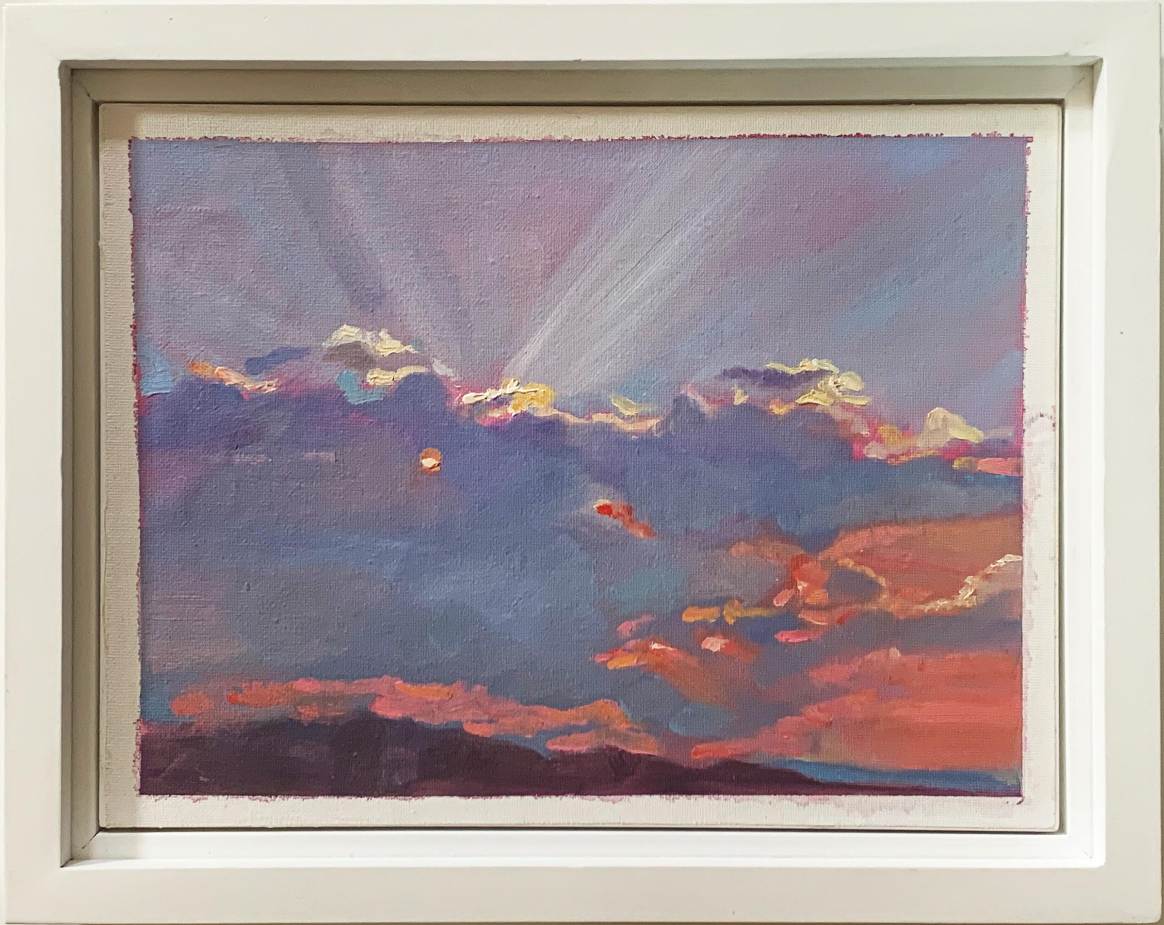 July 26, 2021 (Dramatic Pink Sunset Illuminating Clouds, oil on canvas, framed) - Painting by Carl Grauer