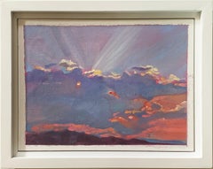 July 26, 2021 (Dramatic Pink Sunset Illuminating Clouds, oil on canvas, framed)