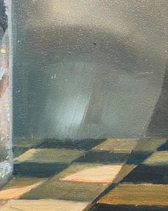 Protection II (Contemporary Still Life in Blue and Green Tones of Kettle In Jar)