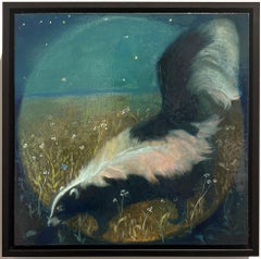 Zorrilla (Pintura simbolista de animales de una zorrilla en un paisaje nocturno)