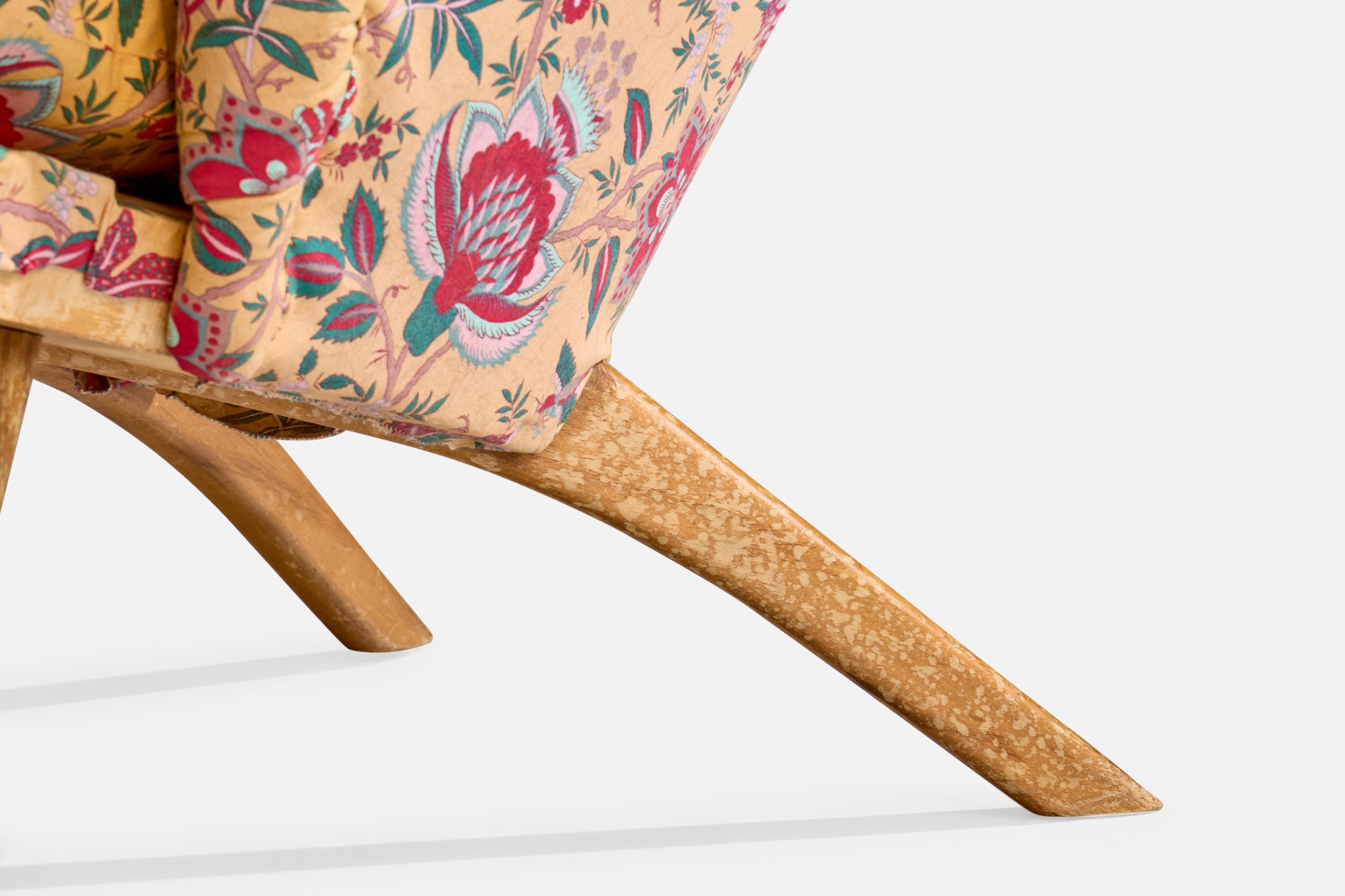 Carl Gustaf Hiort Af Ornäs, Lounge Chair, Wood, Fabric, Finland, 1950s For Sale 6