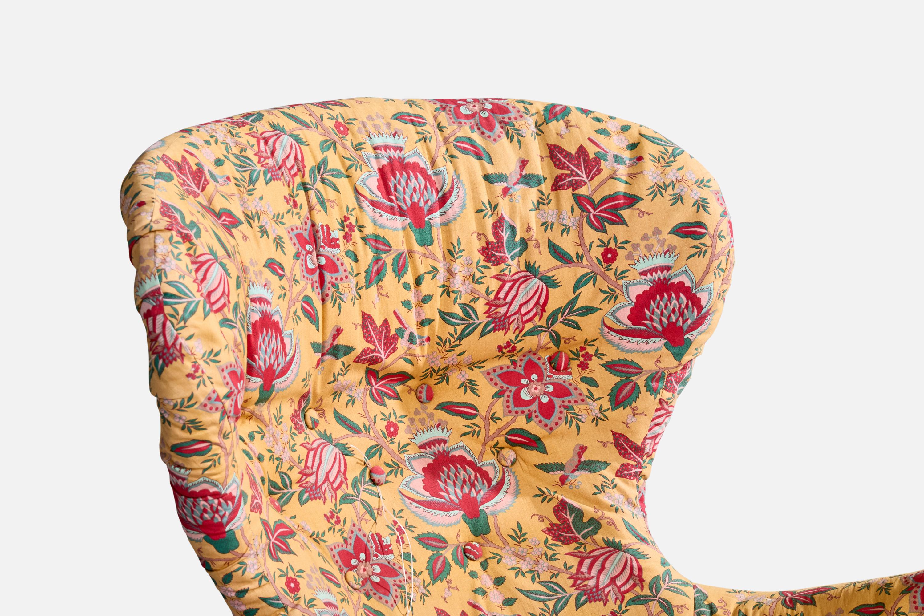 Carl Gustaf Hiort Af Ornäs, Lounge Chair, Wood, Fabric, Finland, 1950s For Sale 1