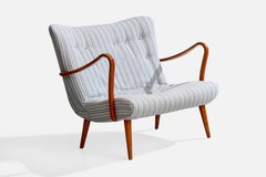 Carl Gustaf Hiort Af Ornäs, Sofa, Holz, Stoff, Finnland, 1950er Jahre