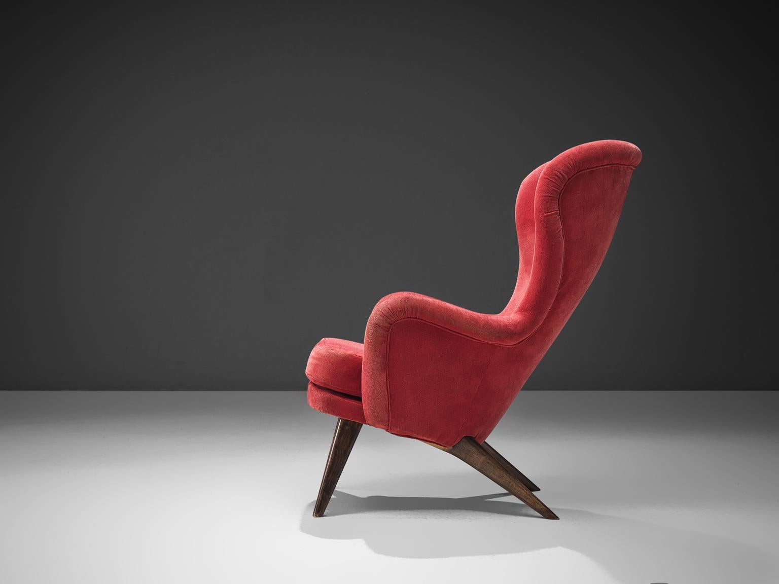 Scandinavian Modern Carl Gustaf Hiort Red 'Siesta' Lounge Chair