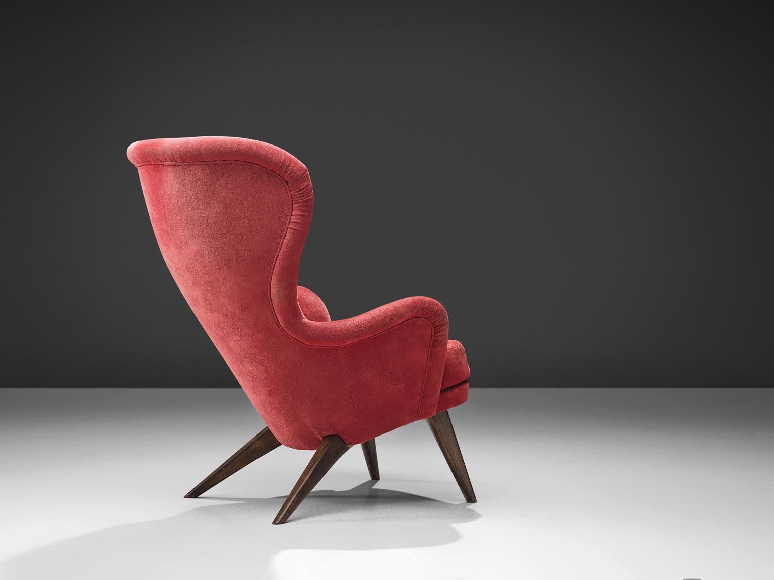 Scandinavian Modern Carl Gustaf Hiort Red 'Siesta' Lounge Chair