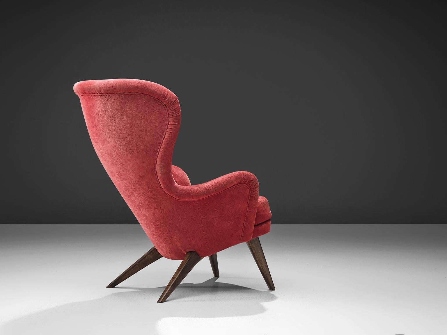 Finnish Carl Gustaf Hiort Red 'Siesta' Lounge Chair