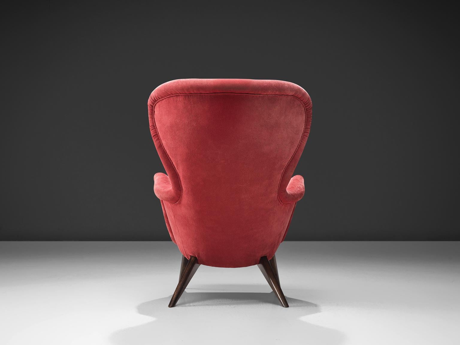 Finnish Carl Gustaf Hiort Red 'Siesta' Lounge Chair