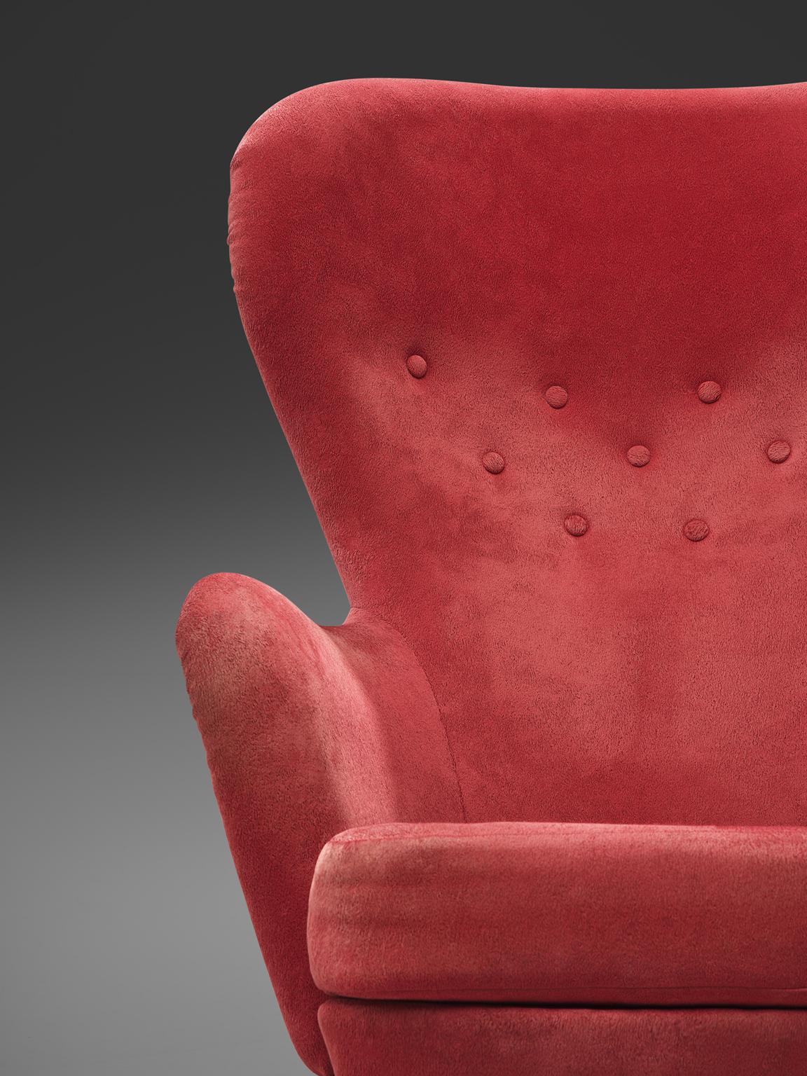 Mid-20th Century Carl Gustaf Hiort Red 'Siesta' Lounge Chair