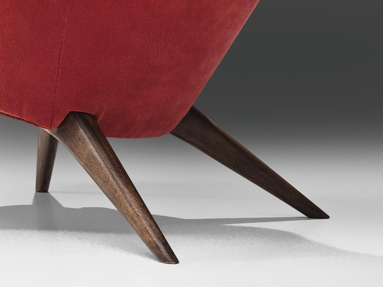 Oak Carl Gustaf Hiort Red 'Siesta' Lounge Chair