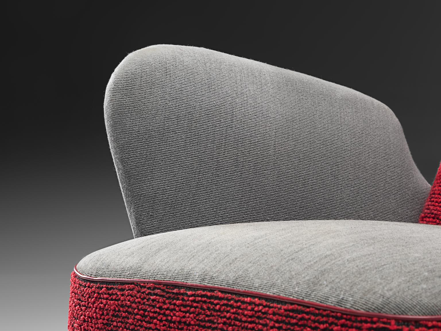 Finnish Carl Gustaf Hiort Wingback Chair in Red and Grey Upholstery