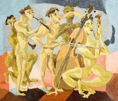 Antique "Nude Musicians" WPA Mid 20th Century American Modernism LGBT Social Realism Gay