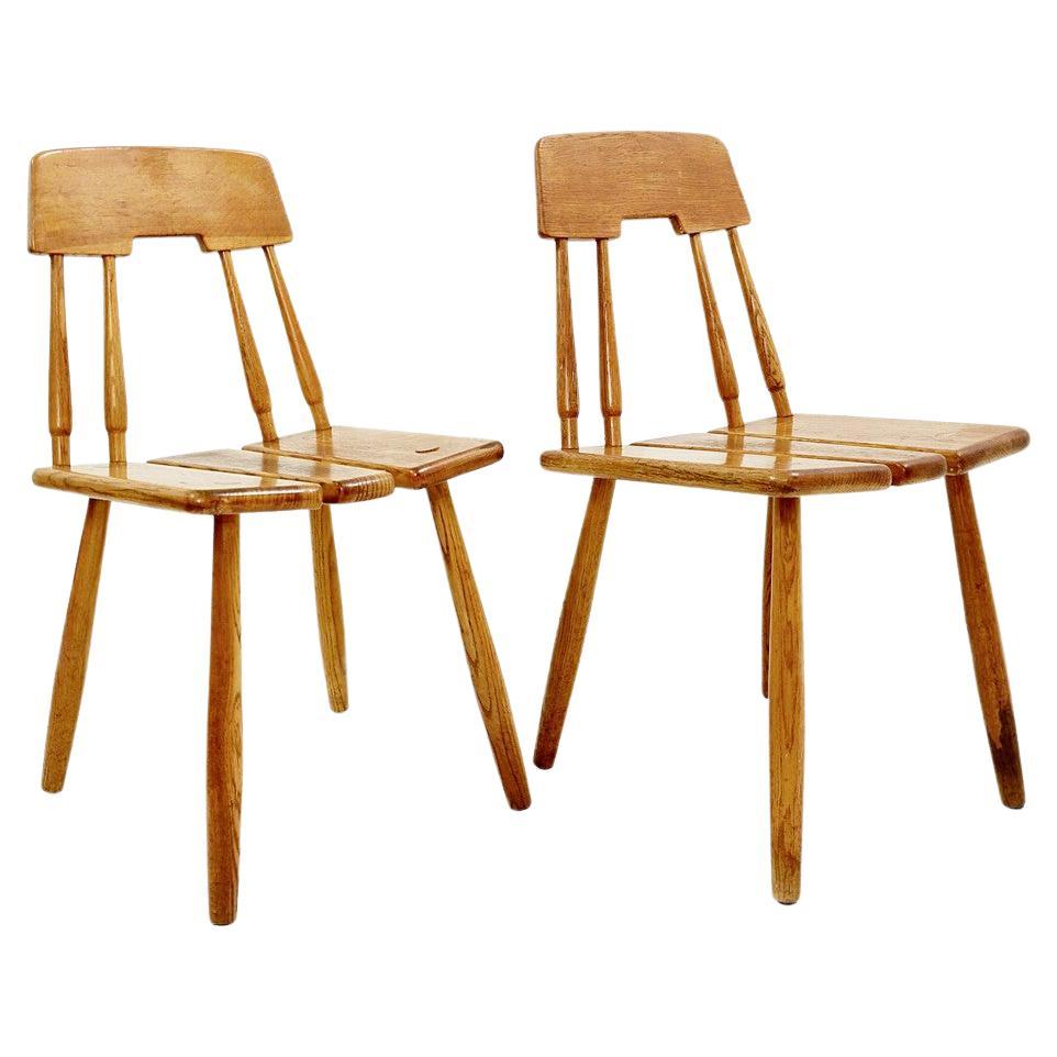 Carl-Gustav Boulogner Chairs in Oak, Produced by Ab Bröderna Wigells Stolfabrik For Sale