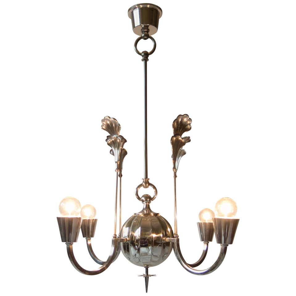 Carl Gustav Hallberg, Swedish Grace Period Silvered Chandelier at 1stDibs