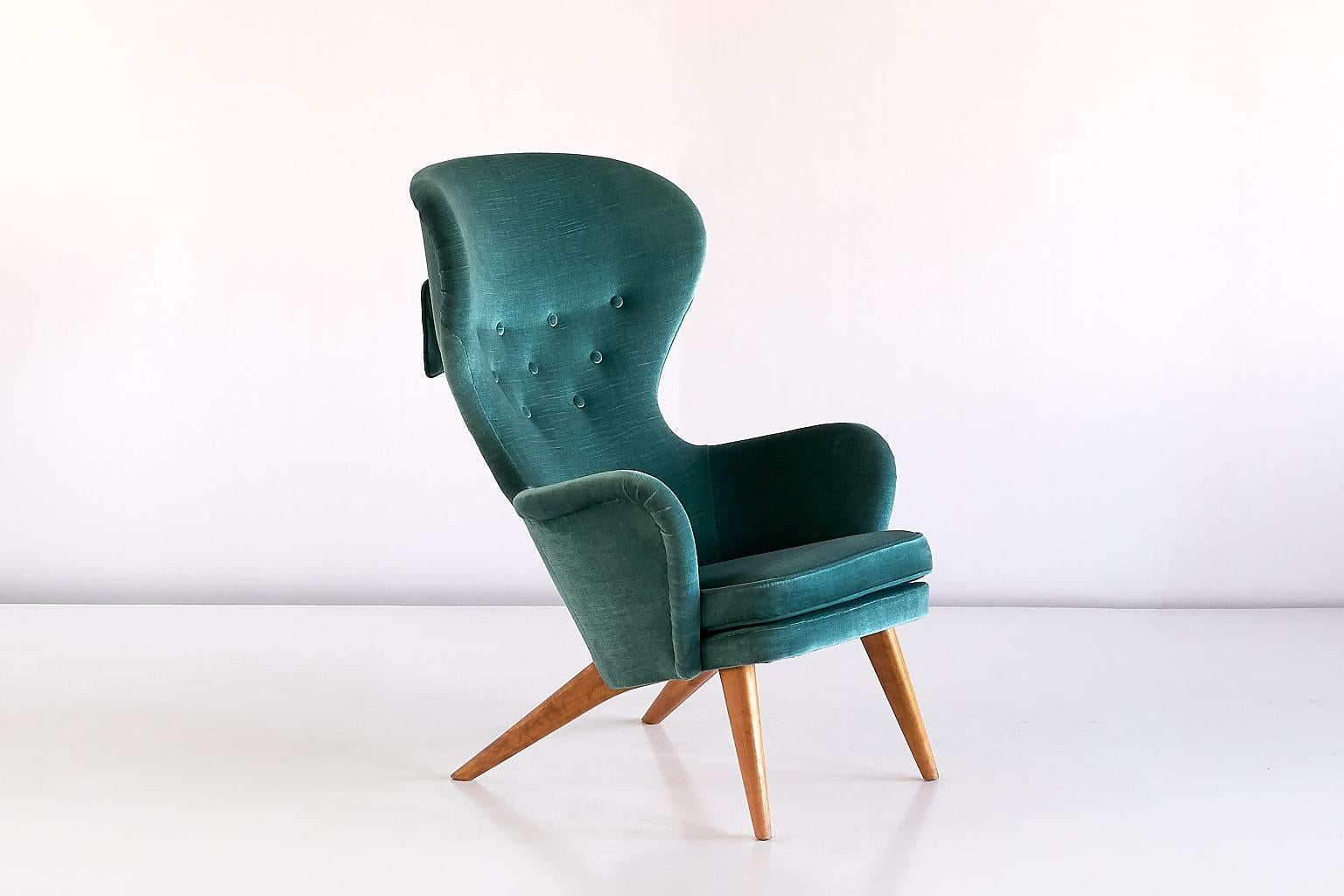 teal wingback chair