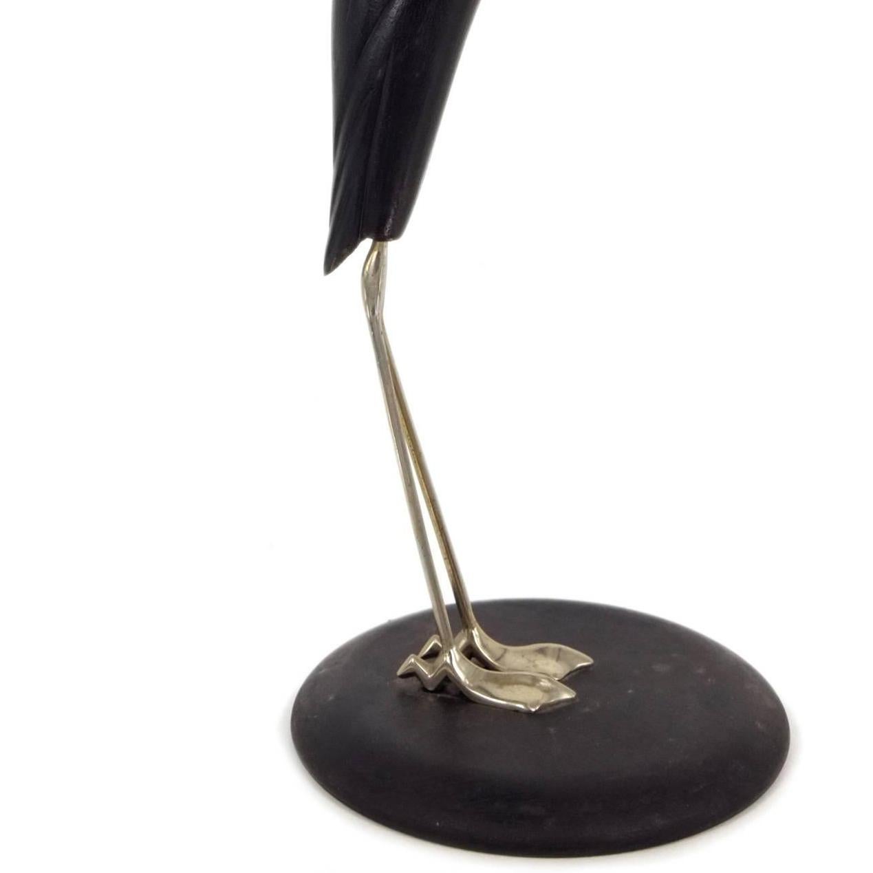 Crane - Brass, Wood, Black, Animal, Vienna, Mid 20th Century, Art Nouveau For Sale 1