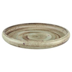 Retro Carl Halier for Royal Copenhagen, large stoneware bowl. Light "Sung" glaze.