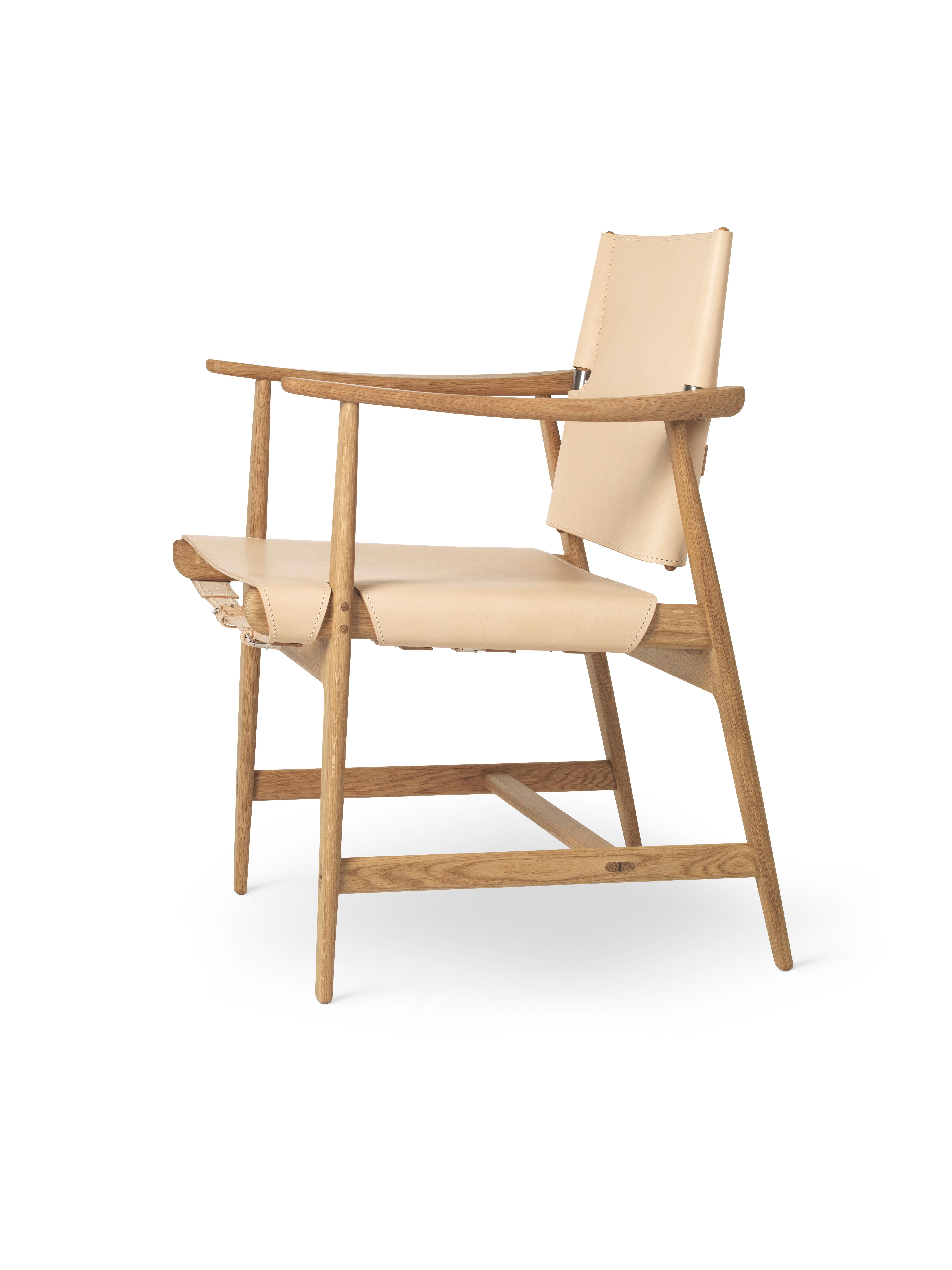 Modern Carl Hansen BM1106 Huntsman Chair in Leather with Oak Oil by Børge Mogensen