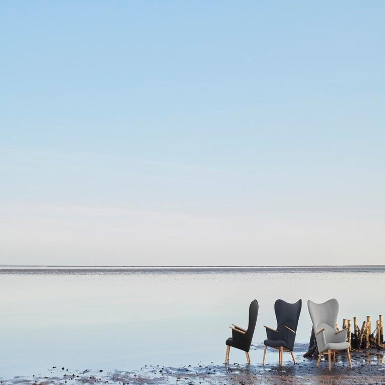 Carl Hansen Ch78 Mama Bear Chair In Oak Fiord 0151 Fabric By Hans J Wegner For Sale At 1stdibs